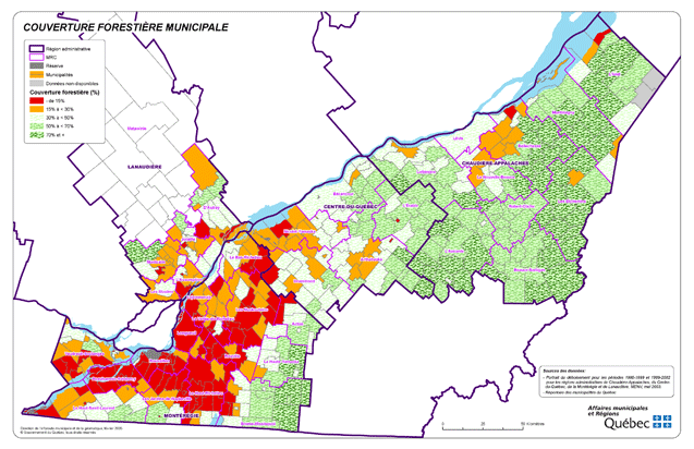 Carte couverture forestire municipale